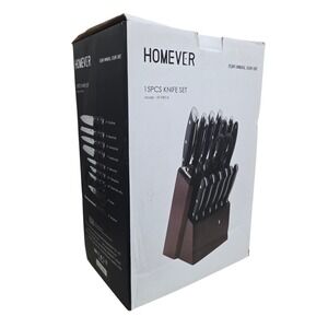 Homever 15 Pcs High Carbon Stainless Steel Knife Set With Shelf Sharpening Block